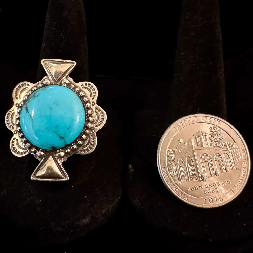 Sterling Silver genuine Turquoise Statement Ring -